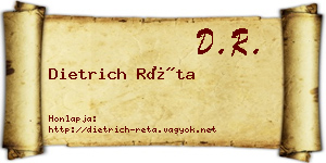 Dietrich Réta névjegykártya